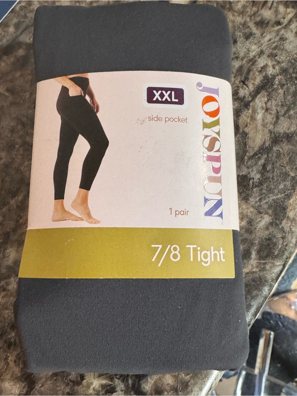 Joyspun 1 Pair Leggings Side Pocket XXLarge 7/8” Tight Gray / Grey New